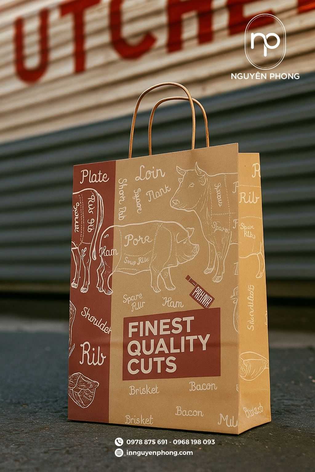 Mẫu túi giấy đựng ô mai kraft mộc 